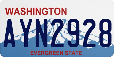 WA license plate AYN2928