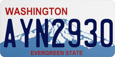 WA license plate AYN2930