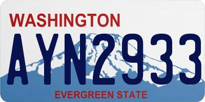 WA license plate AYN2933