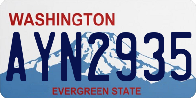 WA license plate AYN2935