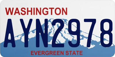 WA license plate AYN2978