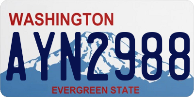 WA license plate AYN2988