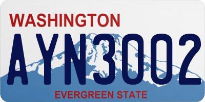 WA license plate AYN3002