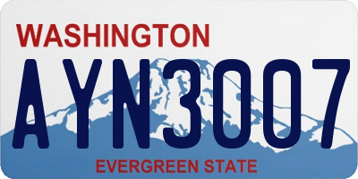 WA license plate AYN3007