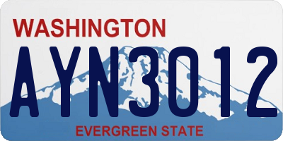 WA license plate AYN3012
