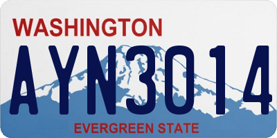 WA license plate AYN3014