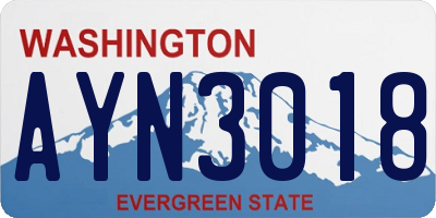 WA license plate AYN3018