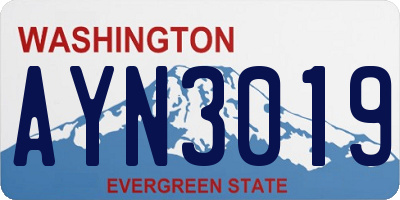 WA license plate AYN3019
