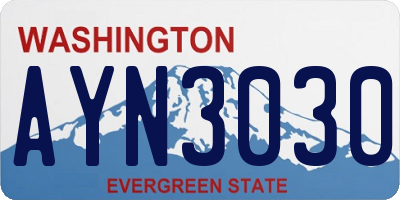 WA license plate AYN3030