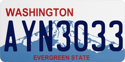 WA license plate AYN3033