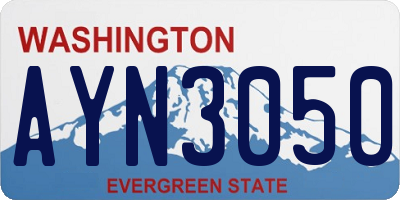 WA license plate AYN3050