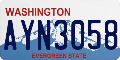 WA license plate AYN3058