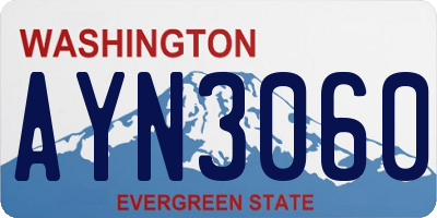 WA license plate AYN3060