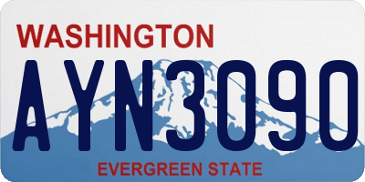 WA license plate AYN3090