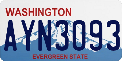 WA license plate AYN3093