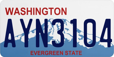 WA license plate AYN3104