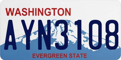 WA license plate AYN3108