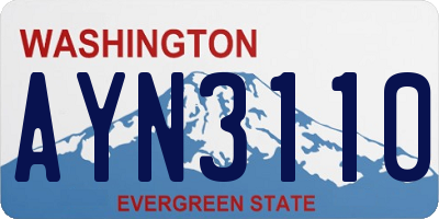 WA license plate AYN3110