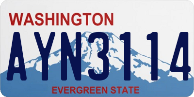 WA license plate AYN3114