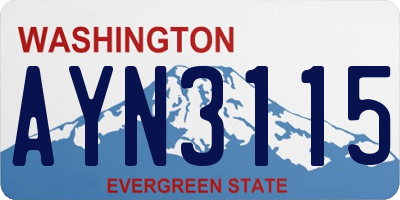 WA license plate AYN3115