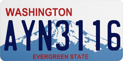 WA license plate AYN3116