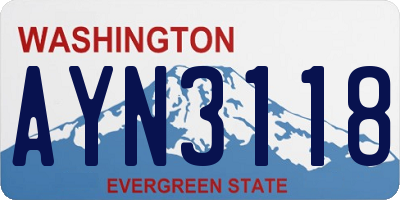 WA license plate AYN3118