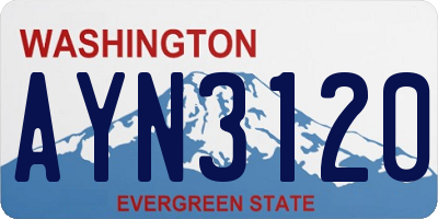 WA license plate AYN3120