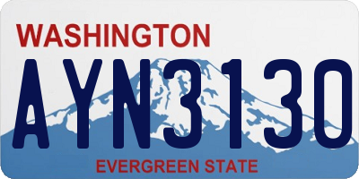 WA license plate AYN3130