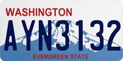 WA license plate AYN3132