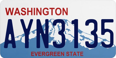 WA license plate AYN3135