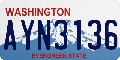 WA license plate AYN3136