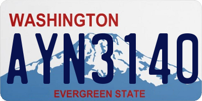 WA license plate AYN3140