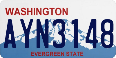 WA license plate AYN3148