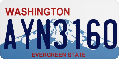 WA license plate AYN3160