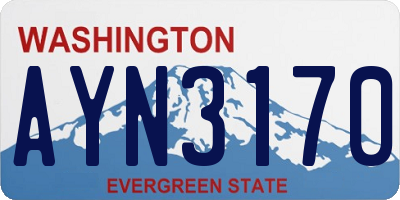 WA license plate AYN3170