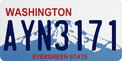 WA license plate AYN3171
