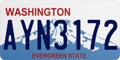 WA license plate AYN3172