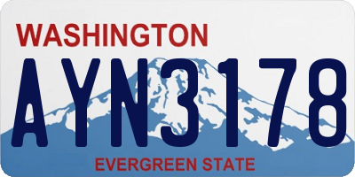 WA license plate AYN3178