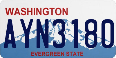 WA license plate AYN3180