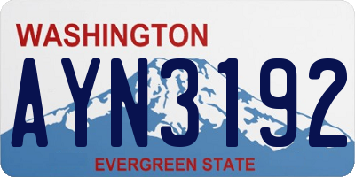 WA license plate AYN3192