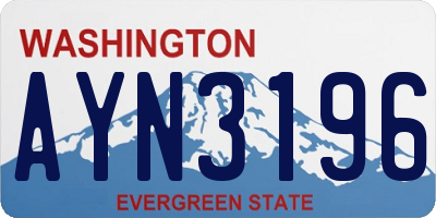 WA license plate AYN3196