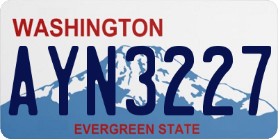 WA license plate AYN3227