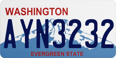 WA license plate AYN3232