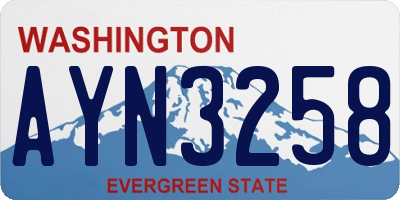 WA license plate AYN3258