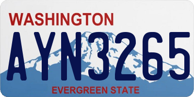 WA license plate AYN3265