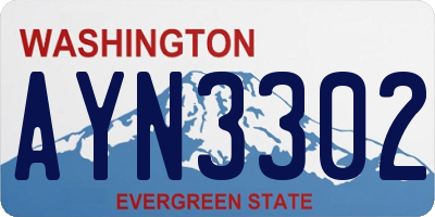 WA license plate AYN3302