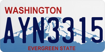 WA license plate AYN3315