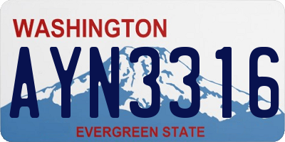 WA license plate AYN3316