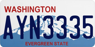 WA license plate AYN3335