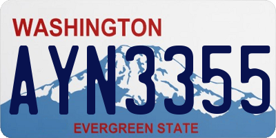WA license plate AYN3355
